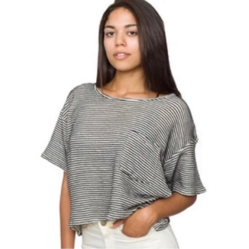 American Apparel striped crop top with pocket detail